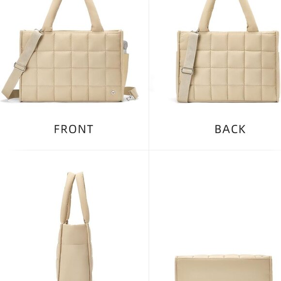 Khaki Nylon Crossbody Tote Bag - Spacious, Versatile & Stylish for Women - Picture 5 of 6